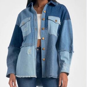 Elan Patchwork Denim Shirt Jacket